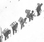 Stampeders climbing the Golden Stairs