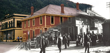 White Pass & Yukon Route Buildings past and present, historic photo courtesy of the Yukon Archives, Barley Collection, Print No. 5079
