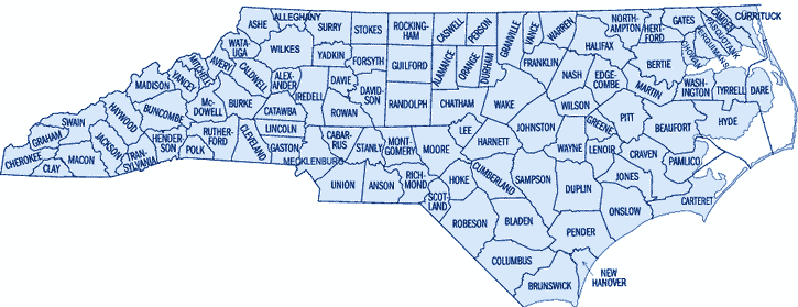 map of North Carolina counties