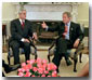 President George W. Bush meets with the Prime Minister of Romania Adrian Nastase in the Oval Office Nov. 1. White House photo by Eric Draper.