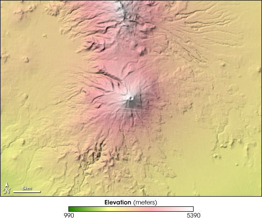 Topography of Popocatepetl