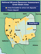 map showing favorable areas for silver-rich deposits