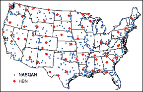 map showing station-monitoring locations