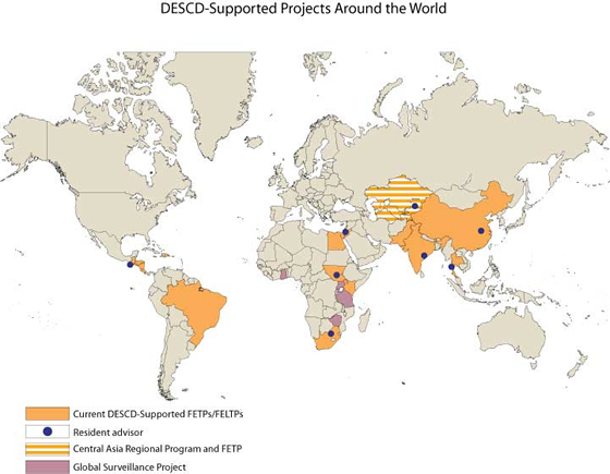 The following map shows the locations of the various projects with which DGPHCDcurrently is involved.