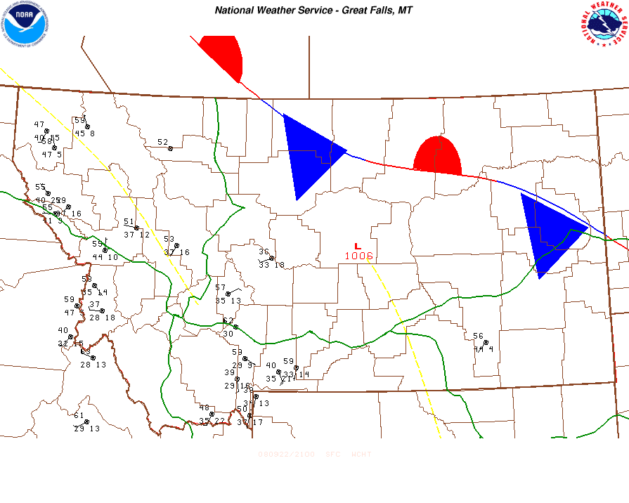 Latest surface analysis for Montana