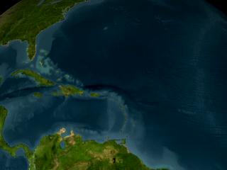 In this animation, Hurricane Frances starts off in the Atlantic Ocean, off the coast of Brazil. Then it begins to head toward Florida.