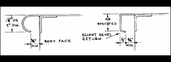 Figure 19 - Exposed edges and nosings on horizontal surfaces