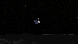 We get a view from inside the Lambert crater (using a topological DEM model) as LRO passes overhead.