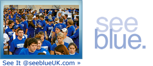 UK students dressed in blue with text saying seeblueuk.com