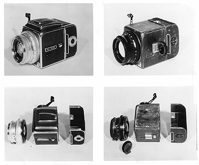 Photograph of various Hasselblad cameras used in the space program