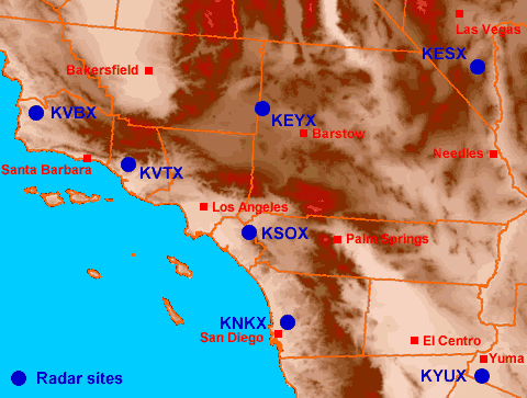 Image of radars covering Southern California
