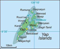 Map of Yap Islands in the Federated States of Micronesia
