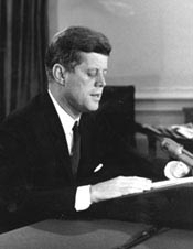 JFK reading Cuban missile crisis television address