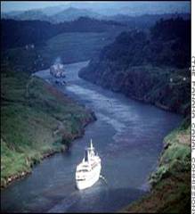 Ship going through the Panama Canal
