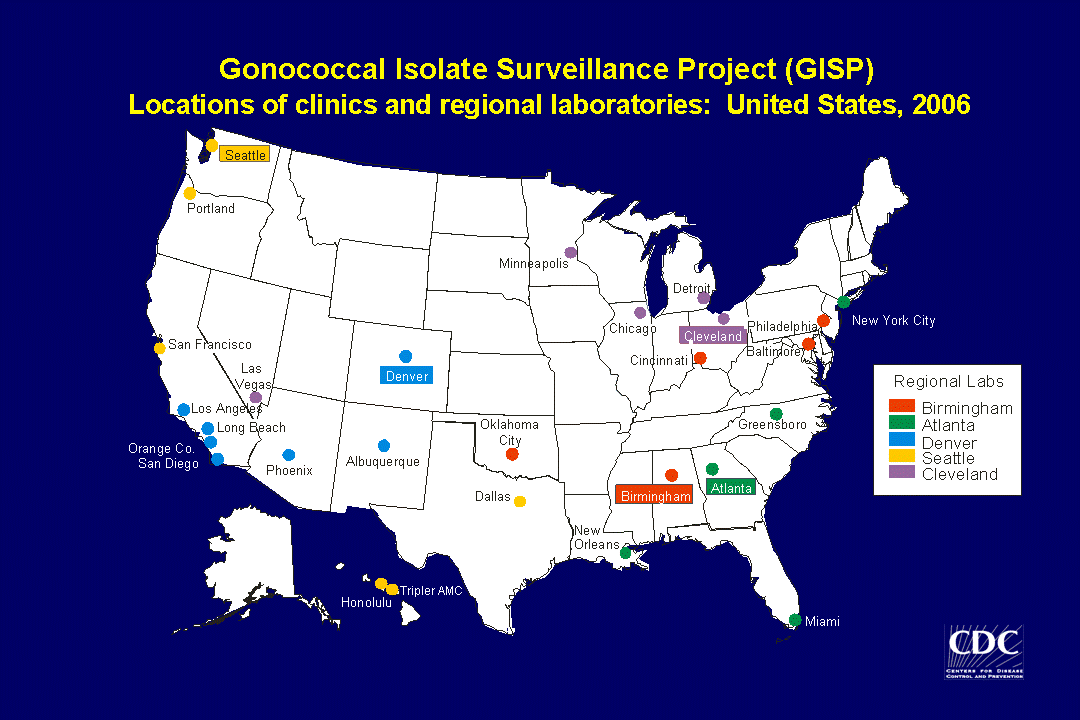GISP - Locations of clinics and regional laboratories: United States, 2006
