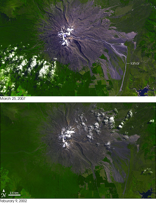 Lahar on Mount Ruapehu, New Zealand