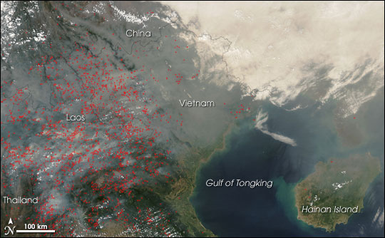 Fires and Thick Smoke Across Southeast Asia