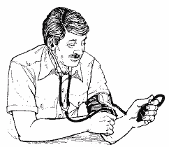 Image of a man checking his blood pressure.