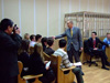 U.S. Consul General Thomas Armbruster quizzes Russian law students on jury trials as part of a USAID-supported seminar in Vladivostok.