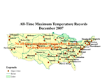 December Station Map of State All-Time Records 