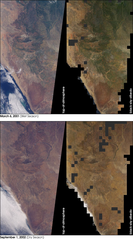 Seasonal Surface Changes in Namibia and Central Angola