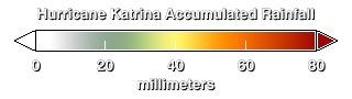  Rain accumulation color bar (green=20mm, yellow=40mm, orange=50mm, red=80mm+)