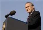 RUMSFELD ADDRESSES AUDIENCE - Click for high resolution Photo