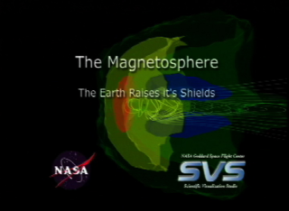 Slate image from video tape reads, 'The Magnetosphere: the Earth Raises its Shields.'