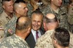 Rumsfeld Greets Troops - Click for high resolution Photo