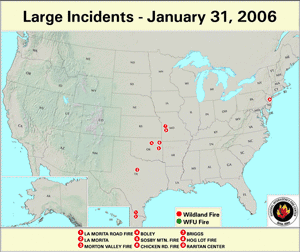 Large fires on 31 January 2006