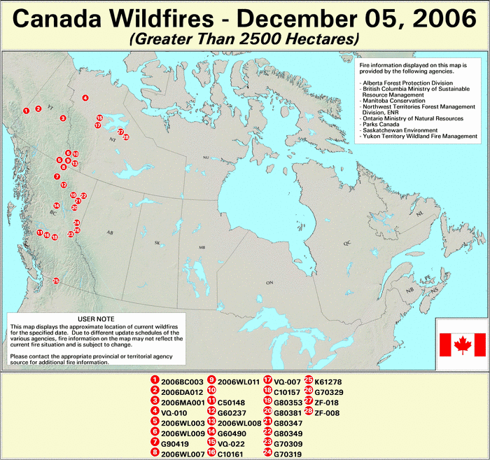 Canadian Large Fires - 5 December 2006