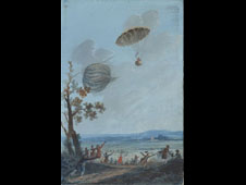 Andrew Garnerin first recorded parachute jump painted by Etienne Chevalier de Lorimier