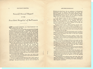 Second Annual Report of Provident Hospital. Courtesy National Library of Medicine