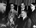 Herbert Clark Hoover with early telephone system