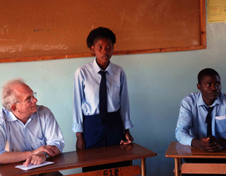 U.S. Congressman Howard Berman with students from Chirundu High School.