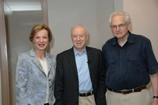 Dr. Elizabeth G. Nabel [left] with Nobel Laureates, Dr. Joseph L. Goldstein [center] and Dr. Marshall W. Nirenberg [right]