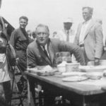 Franklin Delano Roosevelt having lunch at the Big Meadows CCC camp, August, 1933.