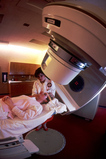 Patient being prepared for radiation therapy. - Click to enlarge in new window.