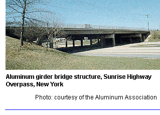 Aluminum girder bridge structure, Sunrise Highway Overpass, New York. 