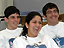 Three Israeli students smiling.
