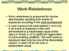Slide 10 - Work-Relatedness (cont'd)
