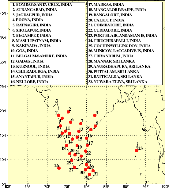 Map of southern India