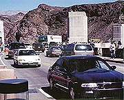 Traffic crossing Hoover Dam.