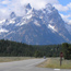 View of Mt. Moran turnout with cathedral group in background, photo by Erin Himmel