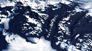 Lower resolution MOA data (150 meters per pixel) of the same region centered over Ferrar Glacier.
