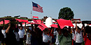 School children creating the Living American Flag.