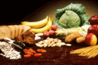 An assortment of fruits, vegetables, and whole grains - Click to enlarge in new window.