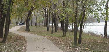 sidewalk path along side of Arkansas River