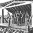 drawing detail showing execution of Cherokee Bill with condemned standing on gallows