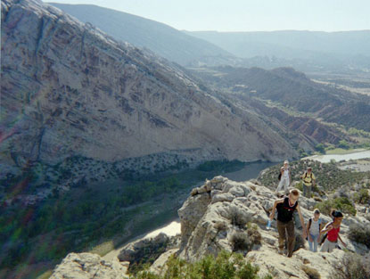 Hikers on rim of Split Mountain.